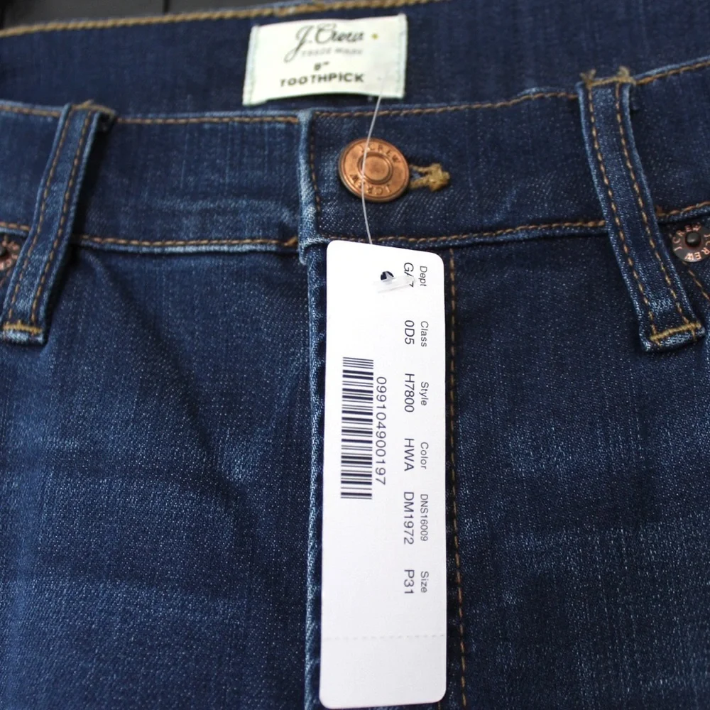 J. Crew | Dark Wash 8” Toothpick Skinny Jeans